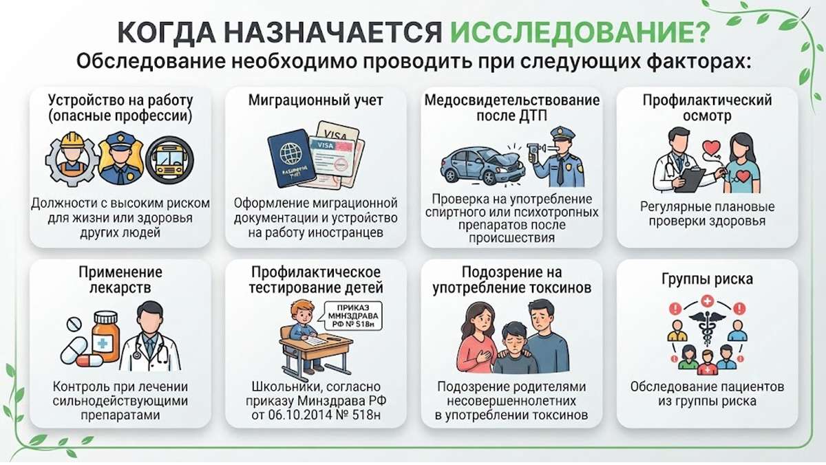 Инфографика: когда назначается медицинское обследование и исследование пациента.